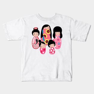 Kokeshi in Pink Kids T-Shirt